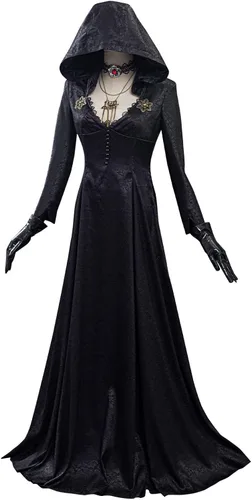 Vista 2 de Vestido de cosplay para mujer, disfraz blanco de vampiro para Halloween, con sombrero