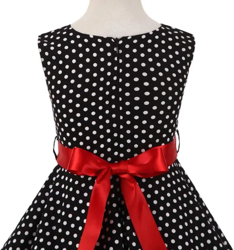 Vista 5 de Vestido de té para niñas, estilo vintage, de los años 50, con diseño de lunares, estilo Rockabilly para fiesta de graduación, vestido de té