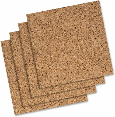 Vista 8 de Quartet Cork Tiles, Bulletin Board Cork Panels 12" x 12" x 3/8", Dark Brown, 4 Pack (101)