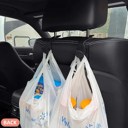 Vista 4 de Gancho para bolso de automóvil, reposacabezas de asiento trasero, perchas de cuero auténtico, accesorio organizador de vehículos duradero