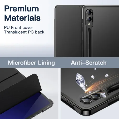 Vista 3 de JETech Funda para Samsung Galaxy Tab S10 Ultra/Tab S9 Ultra de 14.6 pulgadas, funda protectora translúcida con soporte de tres pliegues en la parte