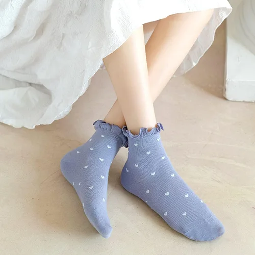 Vista 4 de Mcool Mary Calcetines para mujer, con volantes, casuales, transpirables, de algodón, de punto de lechuga, paquete de 6, Multi