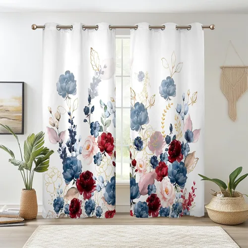 Vista 11 de Renaiss Pink Cherry Patels - Cortinas opacas con aislamiento térmico de flores de cerezo japonés, cortinas de ventana de dormitorio con estampado