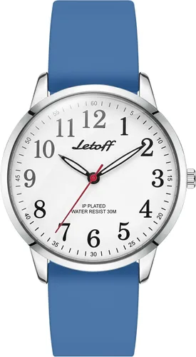 Vista 19 de Letoff Reloj analógico clásico, esfera arcoíris con números arábigos, banda de silicona, resistente al agua hasta 98.4 ft Black/silver