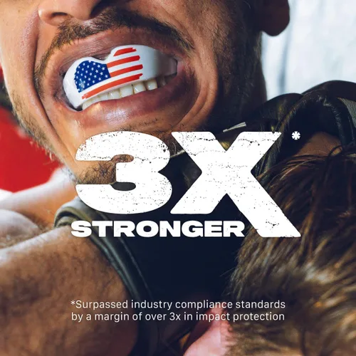 Vista 2 de SAFEJAWZ American Flag Mouth Guard, Youth Dual Layer Mouthguard with Case Bandera estadounidense