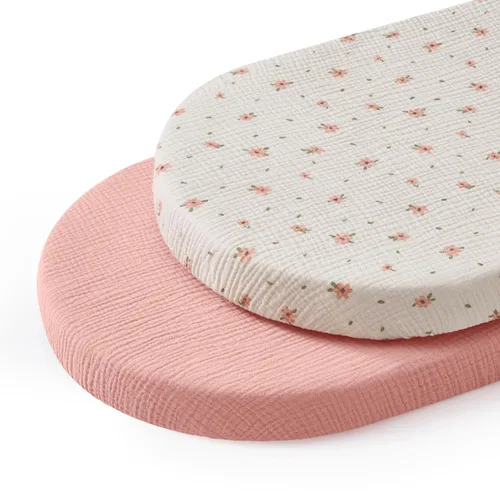 Vista 28 de Blissful Diary Muslin Crib Sheets, 2 Pack, Beige Gingham & Brown Gingham fitted for 52''x28'' crib mattress, soft and breathable cotton, boho