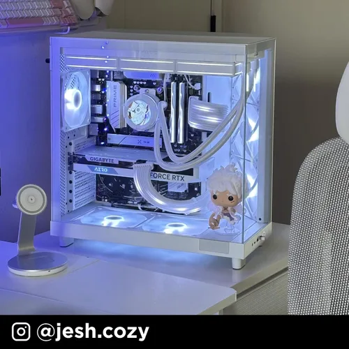 Vista 9 de NZXT H6 Flow CC-H61FB-01 Carcasa compacta de doble cámara de torre media con flujo de aire Paneles de vidrio panorámicos Paneles de flujo