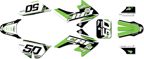 Vista 10 de Kit de gráficos para Honda CRF 50 (2004-2012) Evolution Series Negro 09 Mil - Kit de calcomanías gráficas de carreras personalizadas para dirt bike