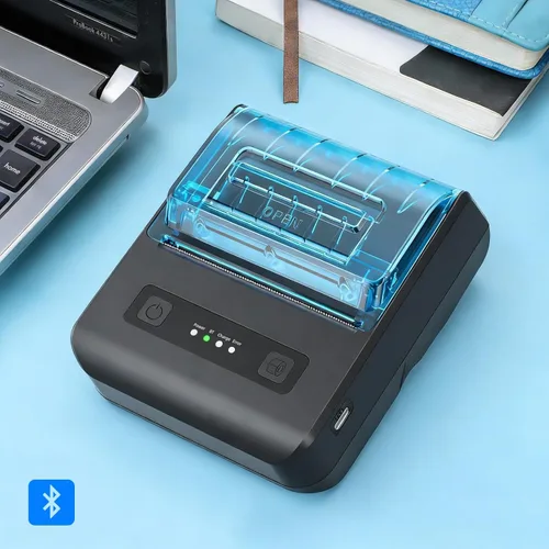 Vista 4 de Impresora de recibos POS, mini impresora térmica portátil portátil de 3.150 in, compatible con rollos de recibos de papel térmico de 3 1/8 pulgadas