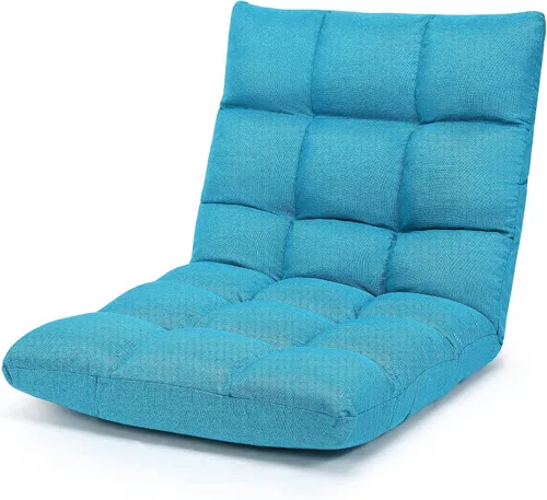 Vista 13 de GIANTEX Sofá de suelo, silla de videojuegos con 14 posiciones ajustables, respaldo acolchado, asiento acolchado para el suelo, silla plegable