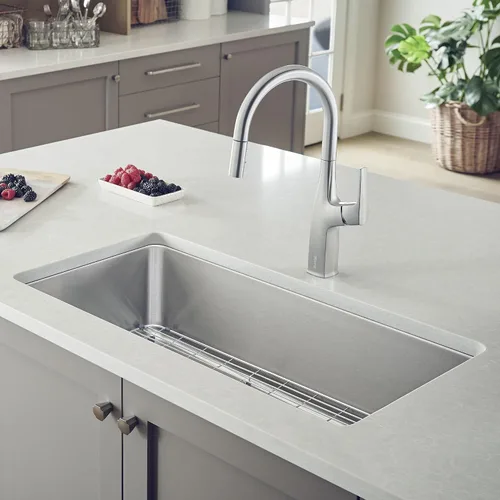 Vista 6 de BLANCO, Fregadero de cocina FORMERA de acero inoxidable 442763 con un solo tazón, 33 x 18 pulgadas