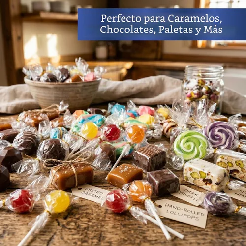 Vista 3 de Envoltorios Transparentes para Caramelos (300 Piezas 8.9x12.7 cm) - Envoltorio de Celofán Claro Natural - Papel de Envolver Dulces para Caramelo