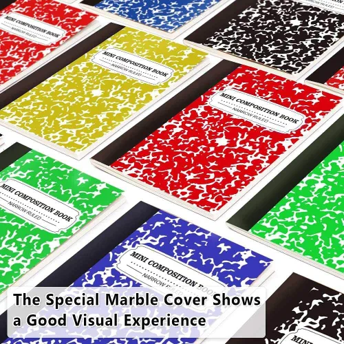 Vista 4 de feela Cuaderno de composición, tamaño pequeño, 30 unidades, 5 colores, con rayas estrechas, mini libros de composición a granel, de bolsillo