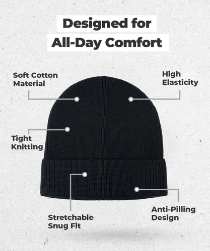 Vista 4 de Gorro 100% algodón para hombre, moderno y elegante, cálido y cómodo para el uso diario