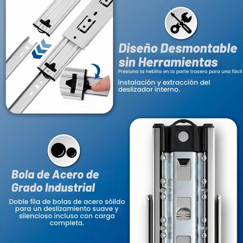 Vista 6 de YENUO Diapositivas de cajón resistentes de cierre suave, montaje lateral de extensión completa de 12, 14, 16, 18, 20, 22, 24, 26, 28, 30, 32