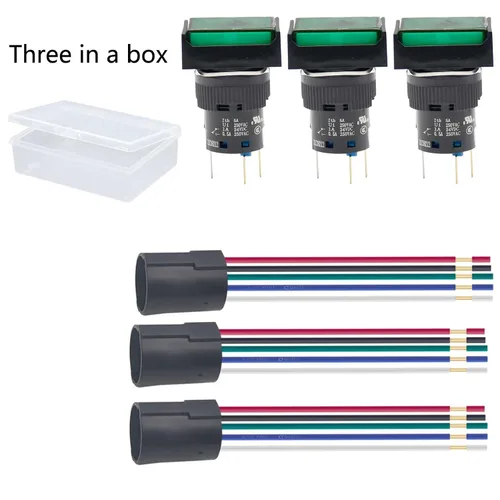 Vista 7 de 3 unids 0.630 in interruptor de botón momentáneo rectángulo 12V DC LED luz verde certificación UL 5/8 "agujero de montaje 1NO 1NC SPDT 5pin