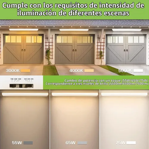 Vista 2 de hykolity Luz envolvente de 4FT 5" W LED con 3 vatios/3 CCT seleccionable 55W-75W, 3000K-5000K, 5500LM-7500LM, No Glare, Flush Mount Ceiling Light