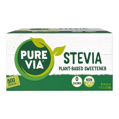 Vista 6 de PURE VIA Paquetes de edulcorantes de stevia, sustituto del azúcar, edulcorante natural, sin eritritol, paquetes de edulcorantes naturales cero