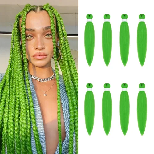 Vista 53 de 8 paquetes de extensiones preestiradas - 16 pulgadas de cabello trenzado premium, 55G/paquete, sin picazón, fijación en agua caliente, textura Perm