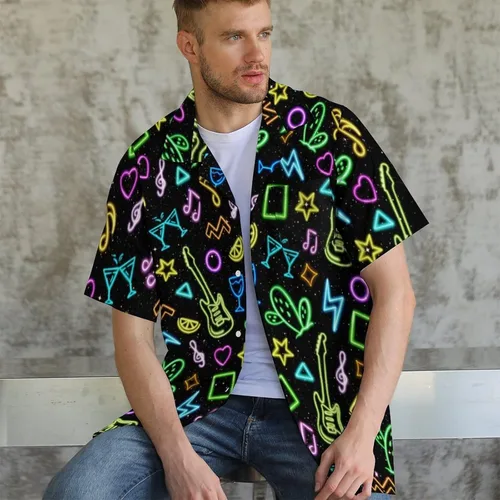 Vista 5 de Camisas hawaianas para hombre, estilo retro, casual, con botones, para fiesta y playa