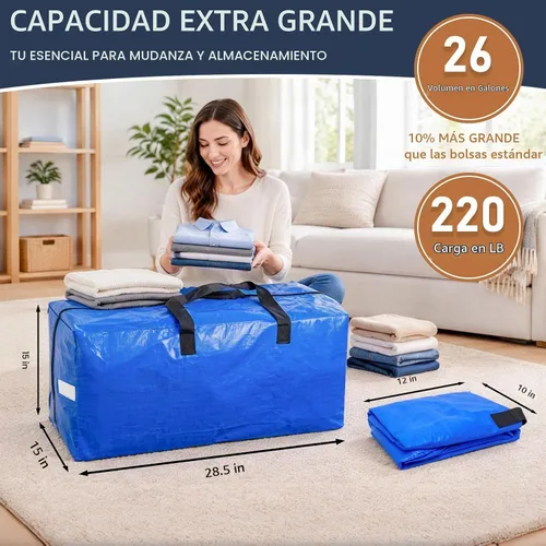 Vista 3 de Paquete de 4 bolsas de mudanza extra grandes con asas reforzadas para Paquete de 4