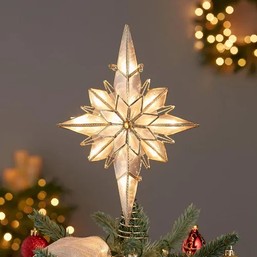 Vista 2 de Kurt Adler estrella de Belén para la punta del árbol de Navidad, con 10 luces, de 10 pulgadas
