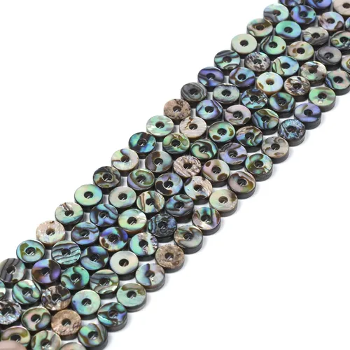 Vista 8 de 0.394 in Natural abulón Shell hueco círculo redondo plano redondo forma de donut cuentas hebra 16 pulgadas para la fabricación de joyas