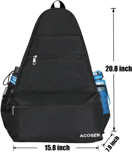 Vista 4 de ACOSEN Bolsa de Tenis Mochila de Tenis - Bolsas de Tenis Grandes para Mujeres y Hombres para Sostener Raqueta de Tenis, Palas de Pickleball, Raqueta