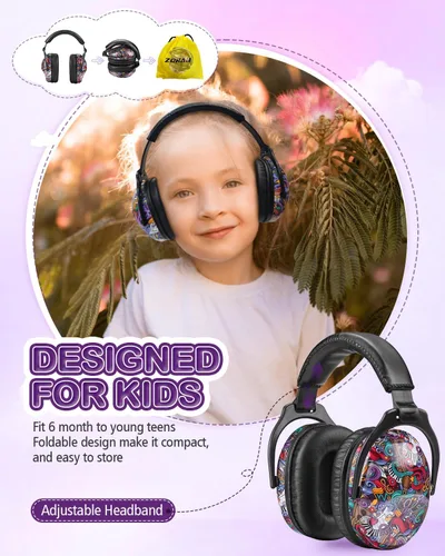 Vista 8 de ZOHAN Orejeras para niños, paquete de 2 unidades, unicornio+Música