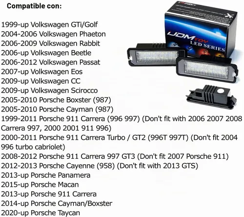 Vista 3 de iJDMTOY OEM-Fit Kit de luces LED completas para placa de matrícula en color azul hielo para Volkswagen Golf GTi, CC, Rabbit, Eos, Beetle; Compatible