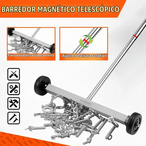 Vista 4 de HORUSDY Barredora magnética rodante de 17 pulgadas con ruedas, mango ajustable, imán resistente de capacidad de 8.8 libras para recoger las uñas
