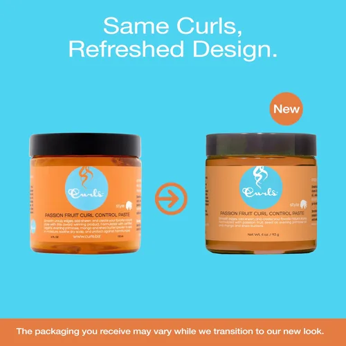 Vista 2 de Curls Pasta de control de maracuyá para bordes y cabello encrespado, para todo tipo, 4 onzas líquidas