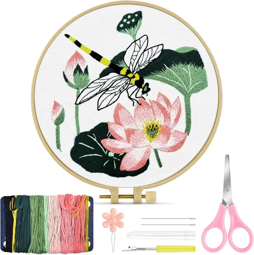 Vista 13 de TINDTOP Kit de Bordado para Principiantes Adultos, Kit de Bordado de Pájaros para Principiantes, Incluye Tela de Bordado Aros Hilos para Amantes