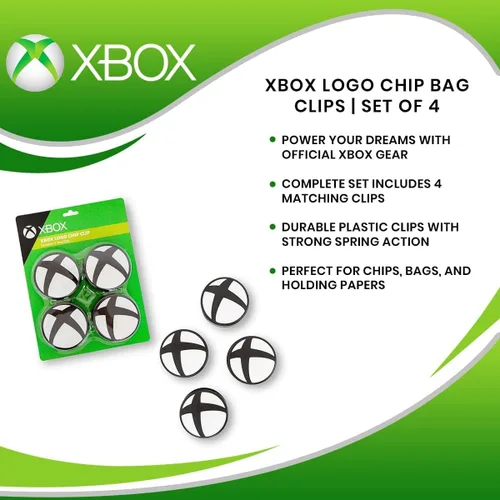 Vista 7 de Xbox Juego de 4 clips de chip resistentes con logotipo, abrazaderas de bolsa de plástico para aperitivos y almacenamiento de alimentos con agarre