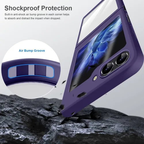 Vista 7 de Funda de espejo para Samsung Galaxy Z Flip 5 Mirror, Galaxy Flip 5 con [subpantalla y protector de cámara] conector de bisagra, cubierta protectora