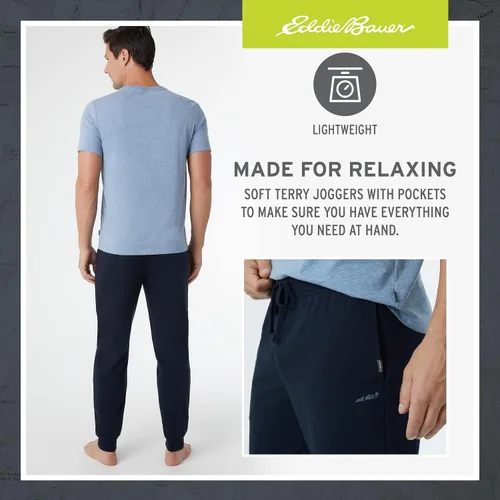 Vista 4 de Eddie Bauer Conjunto de pijama para hombre 4 piezas pantalones deportivos y pantalones cortos de descanso pijama 100 algodón para hombre S-XXL