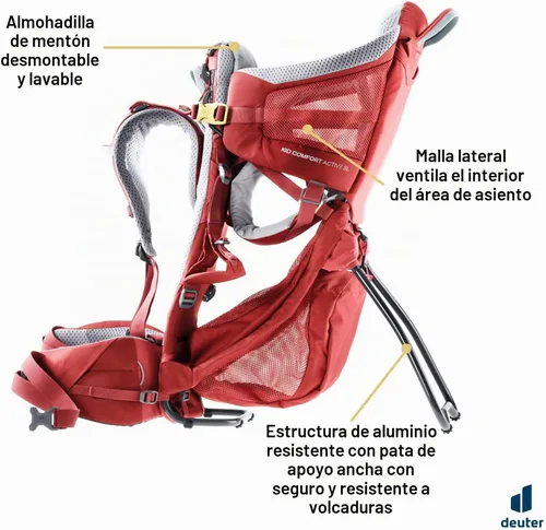Vista 5 de Deuter Kid Comfort Active (ajuste estándar) y Active SL (ajuste de mujer) portabebés y mochila