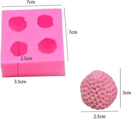 Vista 2 de Molde de vela de silicona de fresa 3D, fresa, frambuesa y arándano, cera de morera, moldes para derretir
