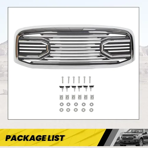 Vista 7 de KUAFU Parrilla de parachoques frontal compatible con Dodge RAM 2500 3500 2006-2009, Dodge RAM 1500 2006-2008. Repuesto de carcasa Big Horn