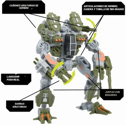 Vista 3 de Snap Ships Forge Maul FT-12 Assault Mech - Construir para la batalla - No requiere baterías - Construye 3 diseños diferentes -8+