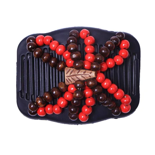 Vista 5 de LOVEF Peines mágicos para el cabello para mujer, 3 unidades, con cuentas de madera, elásticos, doble cara, clips para moño, accesorios