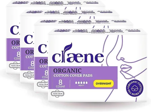 Vista 12 de Claene Almohadillas de algodón orgánico, sin crueldad, almohadillas menstruales para mujer, sin perfume, transpirables, veganas, servilletas