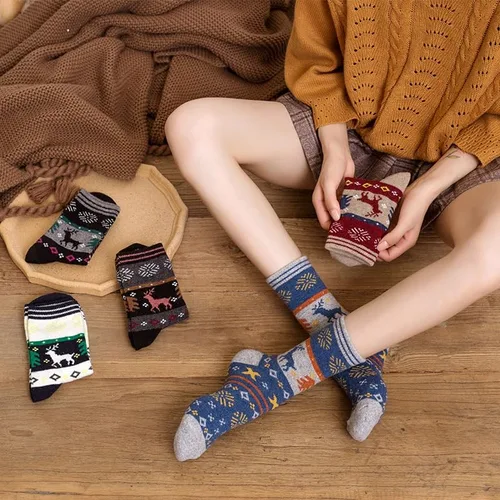 Vista 6 de YQHMT Calcetines de lana para mujer, regalos de invierno, cálidos, gruesos, térmicos, vintage, suaves, calcetines para calcetines, regalo de Navidad
