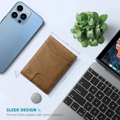 Vista 82 de Zitahli - Carteras delgadas con clip para dinero para hombre, tarjetero minimalista, de cuero, plegable, con bloqueo RFID, cartera de bolsillo