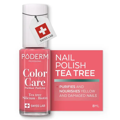 Vista 8 de PODERM Esmalte de uñas, enriquecido con árbol de té y biotina, mejora la apariencia de las uñas, fórmula vegana, para manos y pies, laboratorio Rosa