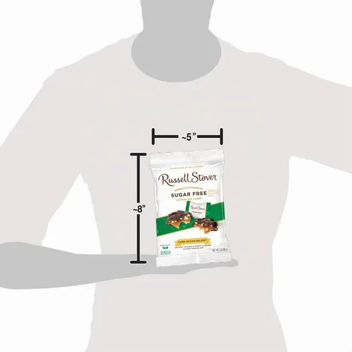 Vista 10 de Russell Stover Delicia de Nuez Pecana con Chocolate Oscuro Sin Azúcar, Bolsa de 3 Onzas (12 Unidades)