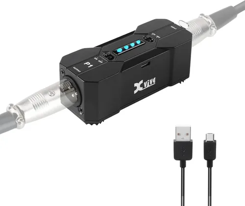 Vista 7 de Xvive Fuente de alimentación P1 Phantom para preamplificador de micrófono, micrófonos de condensador, micrófono de escopeta, con cable XLR