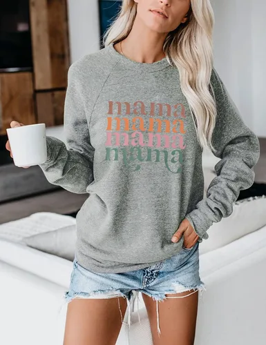 Vista 3 de Blooming Jelly Sudadera con cuello redondo y manga larga para mujer, con estampado de letras, estilo casual, con estampado de letras