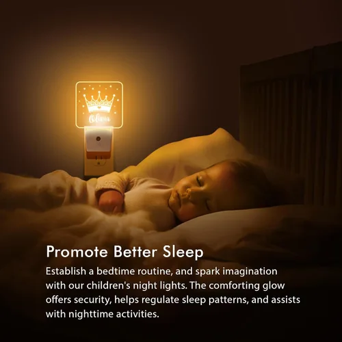 Vista 5 de Luces nocturnas personalizadas enchufables a la pared para dormitorio de niños con sensor de encendido/apagado automático, luz nocturna LED blanca