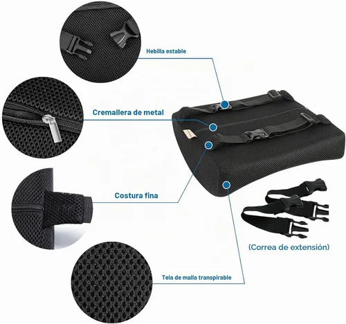 Vista 3 de Cojín lumbar de espuma viscoelástica LoveHome con funda de malla 3D, con diseño de firmeza equilibrada para reducir el dolor de espalda, ideal